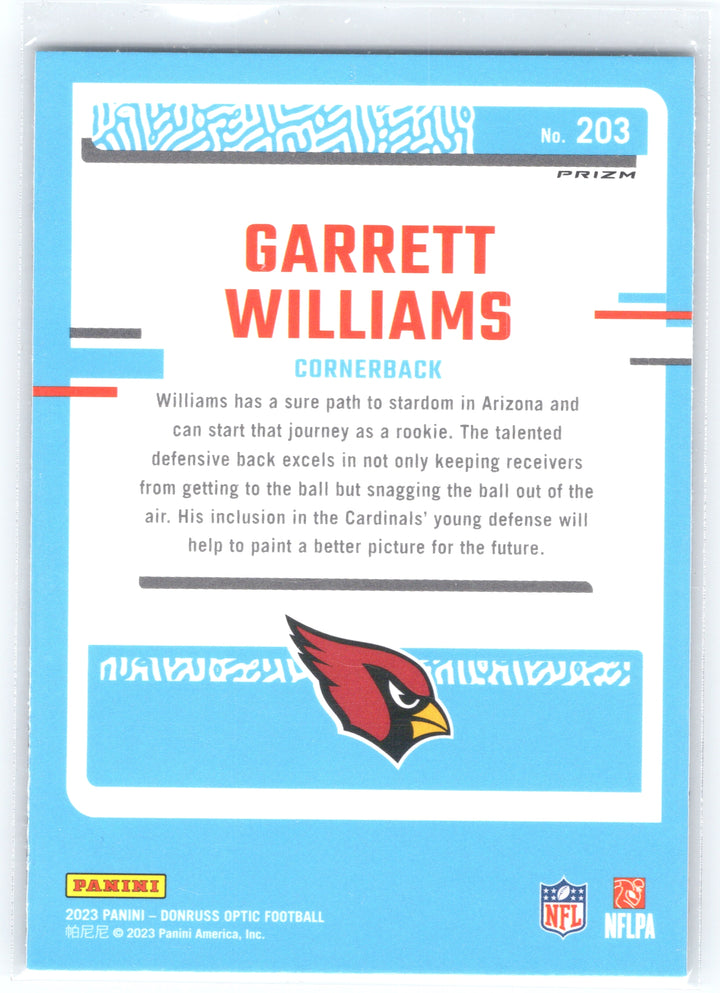 2023 Donruss Optic #203 Garrett Williams Stars