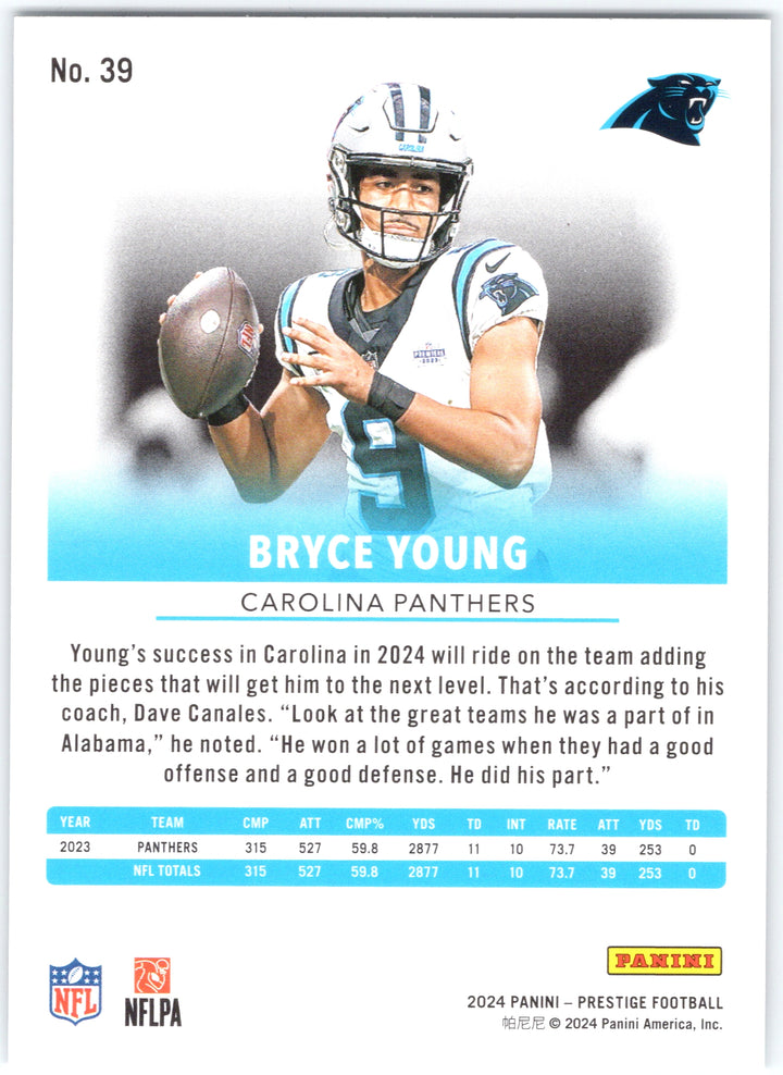 2024 Panini Prestige #39 Bryce Young Diamond Xtra Points