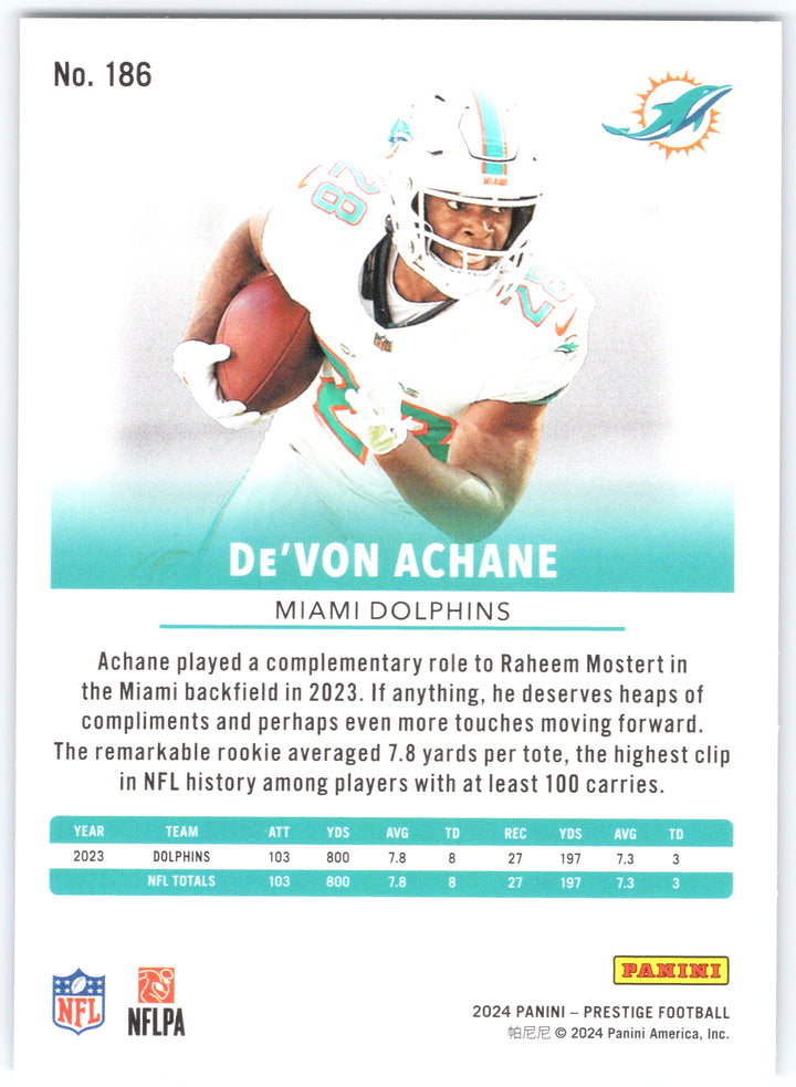 2024 Panini Prestige #186 De'Von Achane Diamond Xtra Points