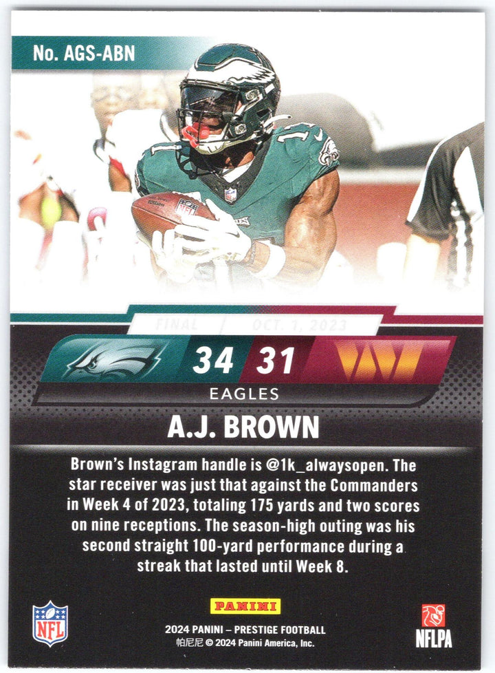 2024 Panini Prestige #AGS-ABN A.J. Brown Any Given Sunday