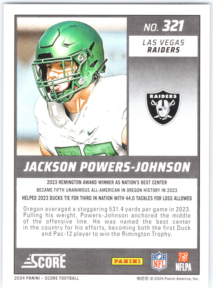 2024 Score #321 Jackson Powers-Johnson Scorecard