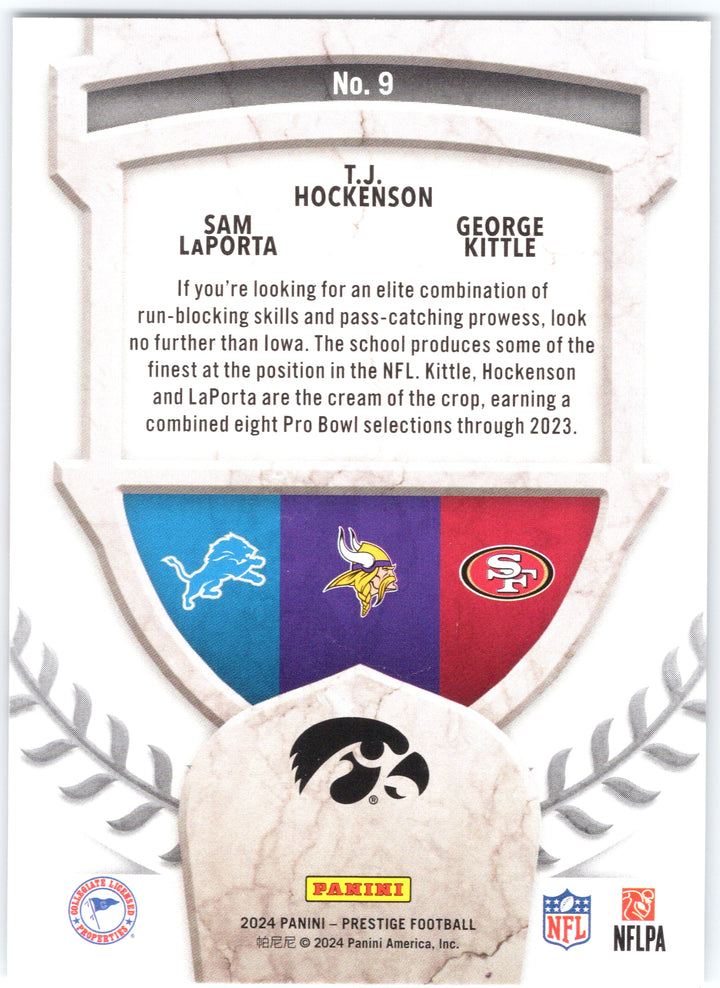 2024 Panini Prestige #9 George Kittle / Sam LaPorta / T.J. Hockenson