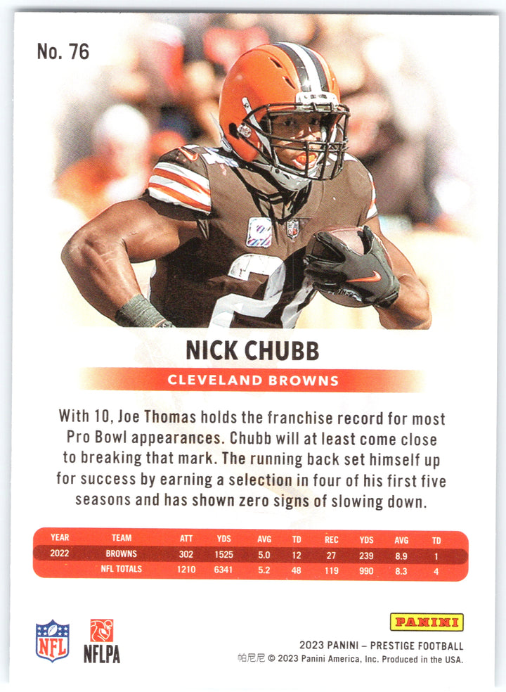 2023 Panini Prestige #76 Nick Chubb Xtra Points Diamond