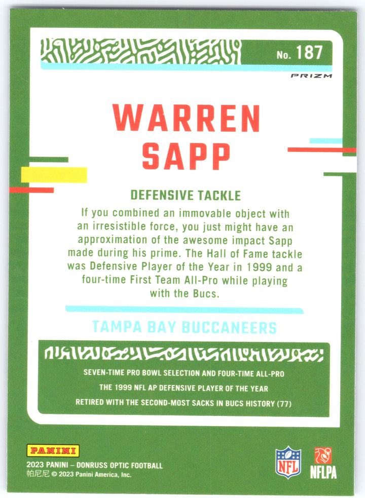 2023 Donruss Optic #187 Warren Sapp Blue Stars