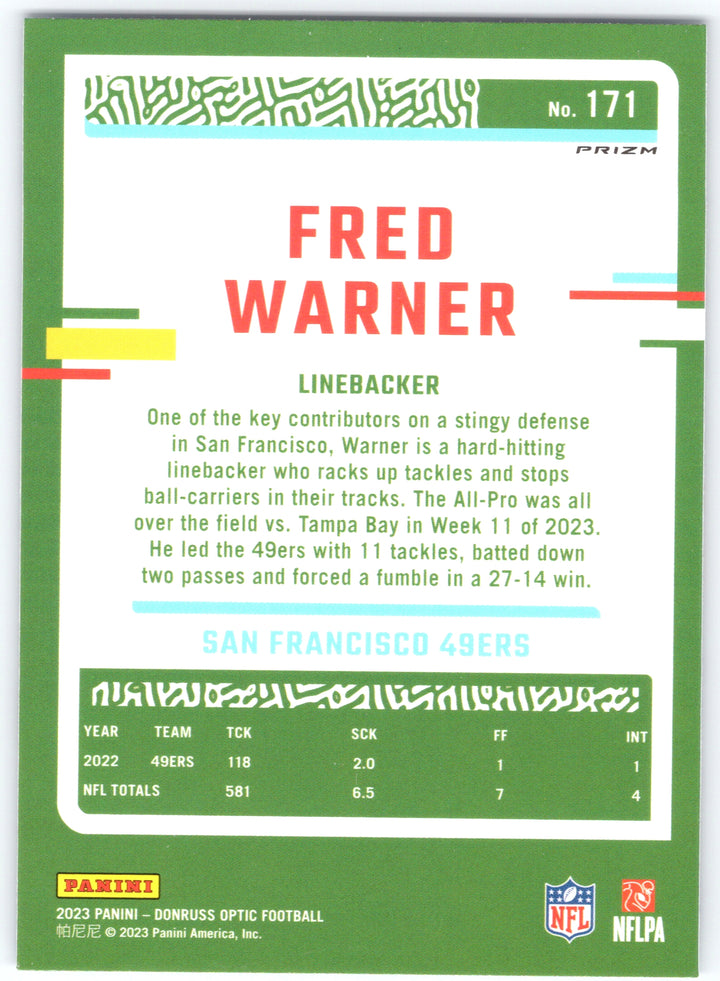 2023 Donruss Optic #171 Fred Warner Stars