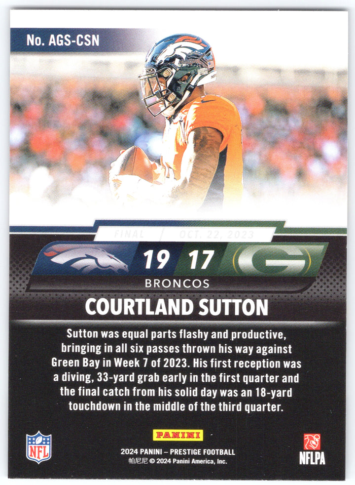 2024 Panini Prestige #AGS-CSN Courtland Sutton Any Given Sunday