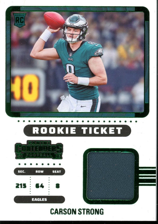 2022 Panini Contenders #RTS-CST Carson Strong Rookie Ticket Swatches