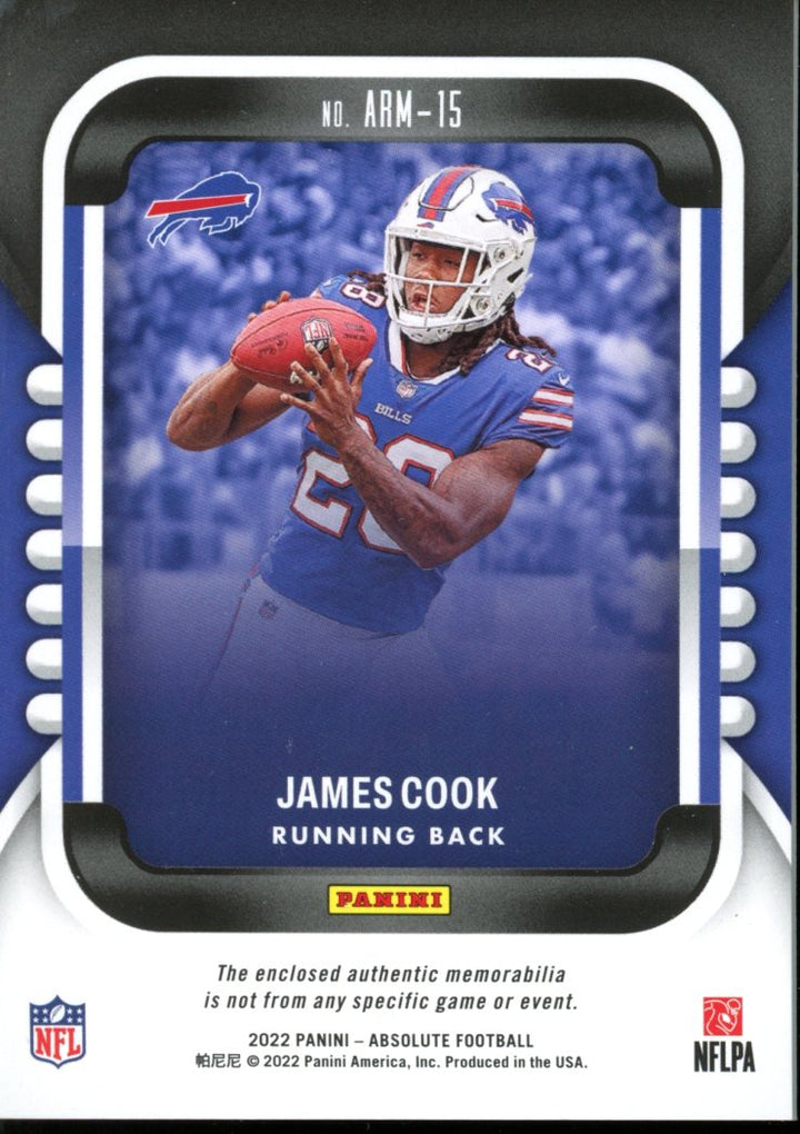 2022 Panini Absolute #ARM-15 James Cook Absolute Rookie Materials