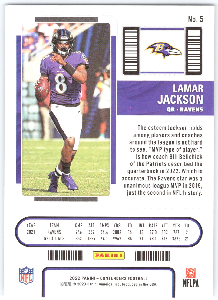 2022 Panini Contenders #5 Lamar Jackson