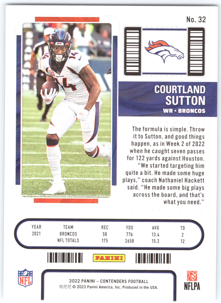 2022 Panini Contenders #32 Courtland Sutton