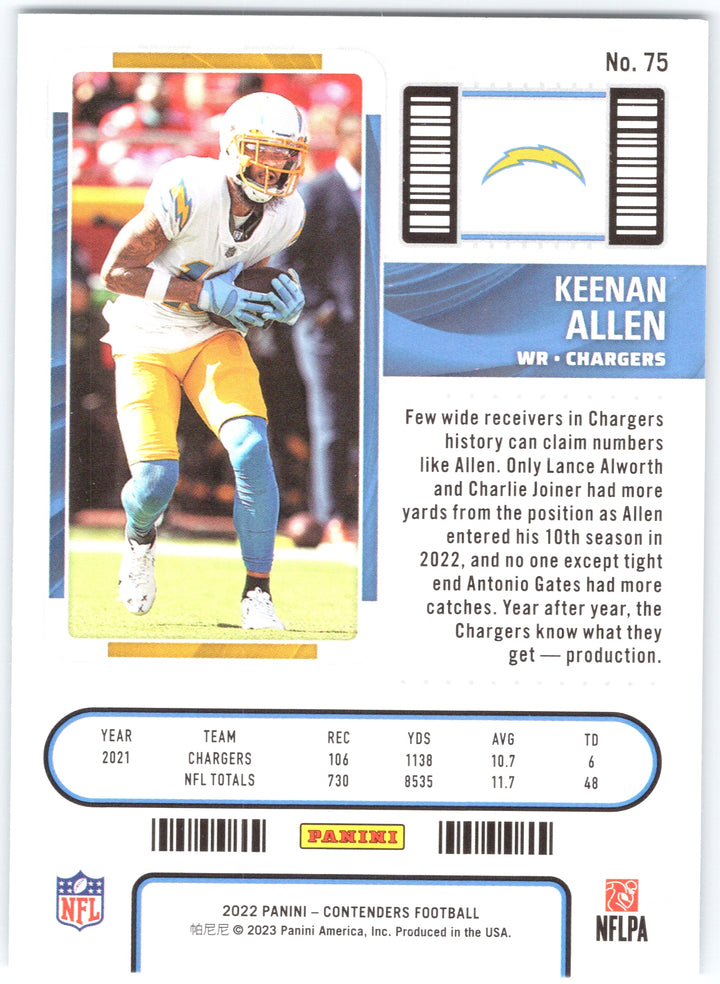 2022 Panini Contenders #75 Keenan Allen