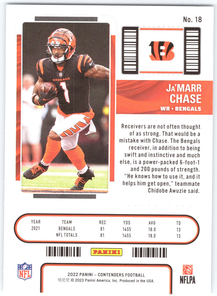 2022 Panini Contenders #18 Ja'Marr Chase