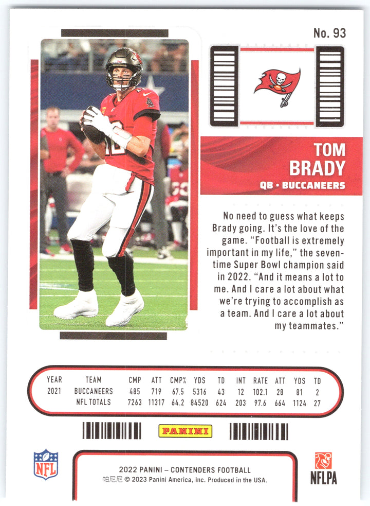 2022 Panini Contenders #93 Tom Brady