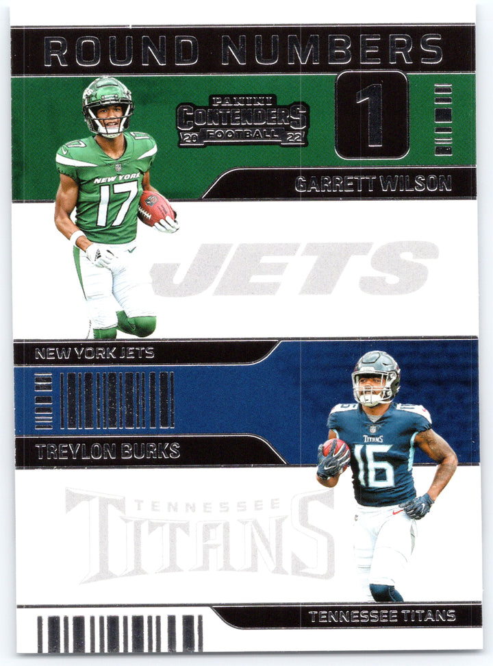 2022 Panini Contenders #RN-WB Garrett Wilson / Treylon Burks Round Numbers