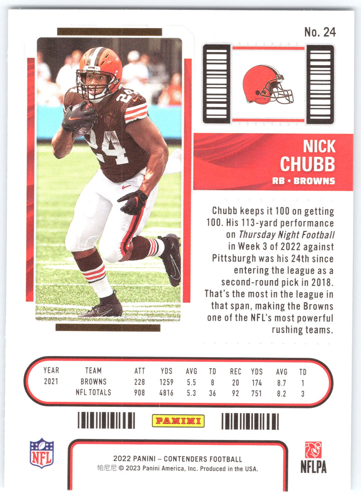 2022 Panini Contenders #24 Nick Chubb