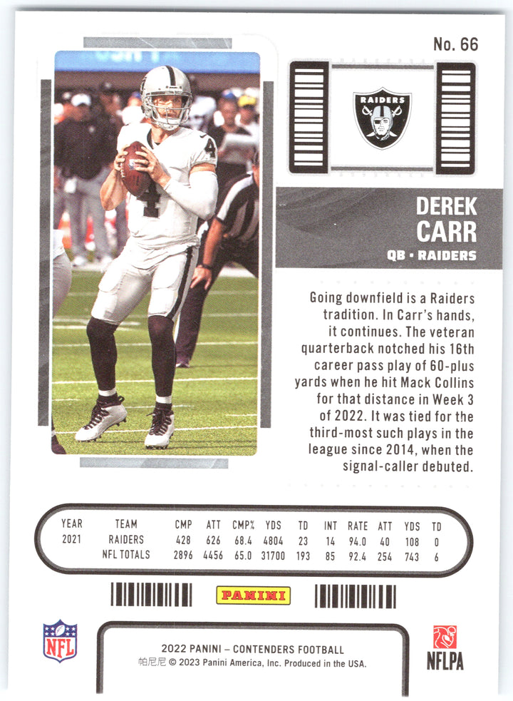 2022 Panini Contenders #66 Derek Carr