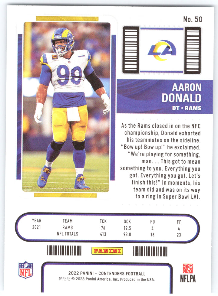 2022 Panini Contenders #50 Aaron Donald