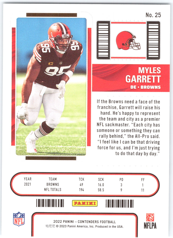 2022 Panini Contenders #25 Myles Garrett