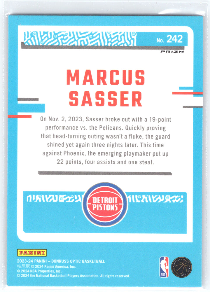 2023-24 Donruss Optic #242 Marcus Sasser Blue Velocity